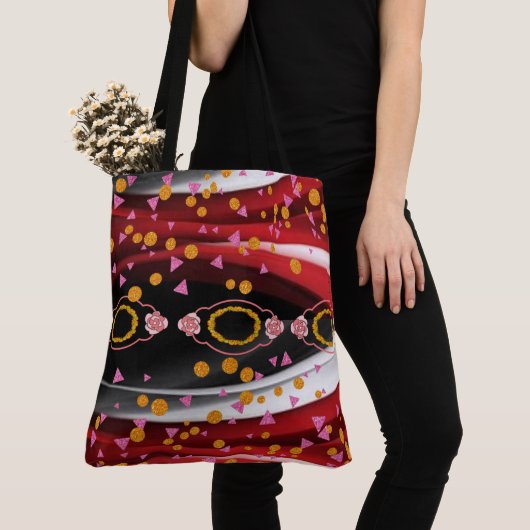 Canvas tas Abstract Rood Wit Zwart (Dichtbij)