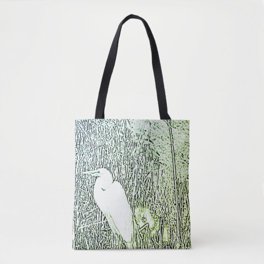 Canvas tas (ao) - Egret in Tall Grass (Voorkant)