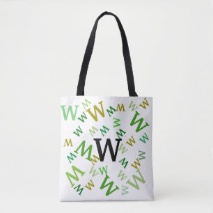Canvas tas (ao) - Gejummerde brieven in het groen