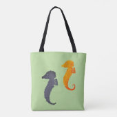 Canvas tas (ao) - Seapaarden op groene achtergrond (Achterkant)