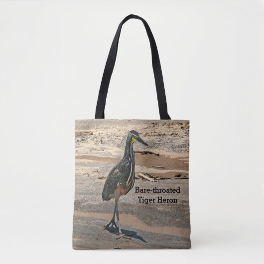 canvas tas, "BARE-THROATED TIGER HERON" SHOREBIRD Draagtas (Voorkant)