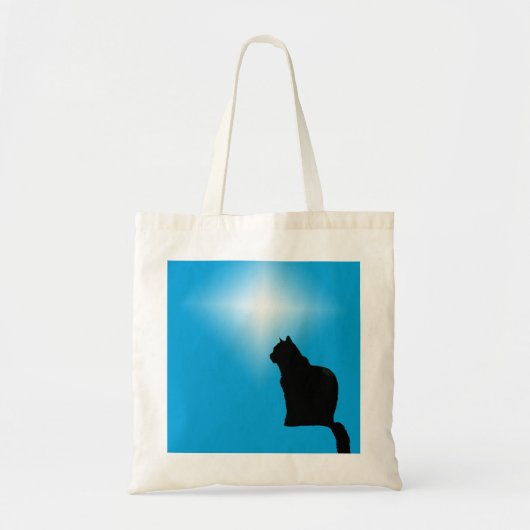 Canvas tas - Black Cat Silhouette en Star (Voorkant)