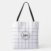 Canvas tas Black & White Lines Love (Achterkant)