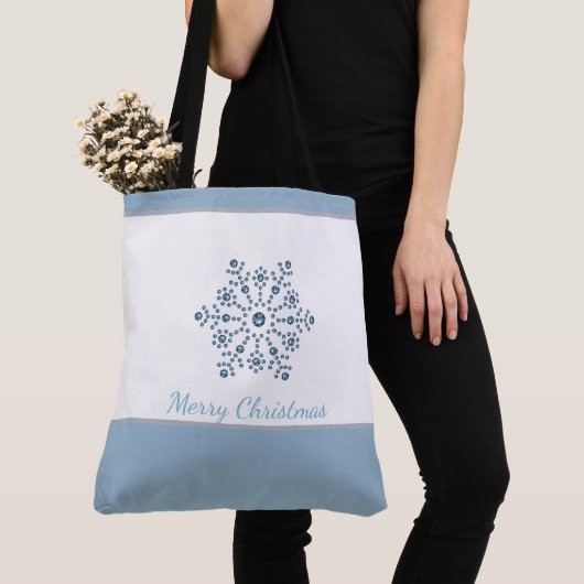 Canvas tas Blauwe Snowflake Kerst (Dichtbij)