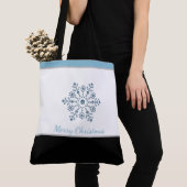 Canvas tas Blauwe Snowflake Kerst (Dichtbij)