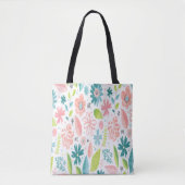 Canvas tas Blauwgroen en roze (Voorkant)