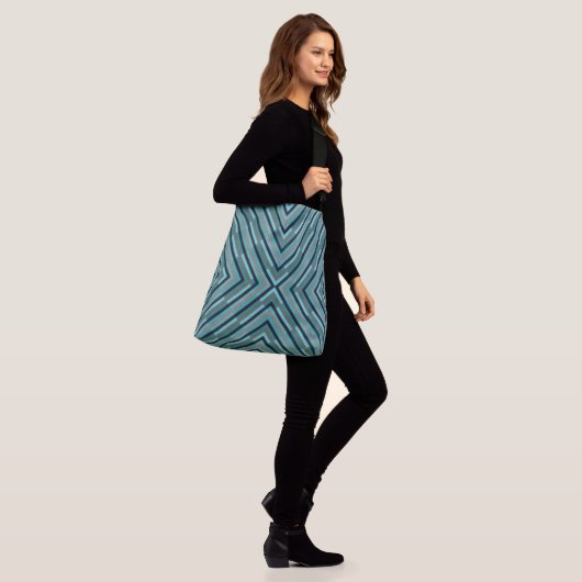 canvas tas "BLUE GRAY GEOMETRIC DIAGONAL" (Op model)