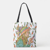 Canvas tas Boho Pet Meisje Veer (Achterkant)
