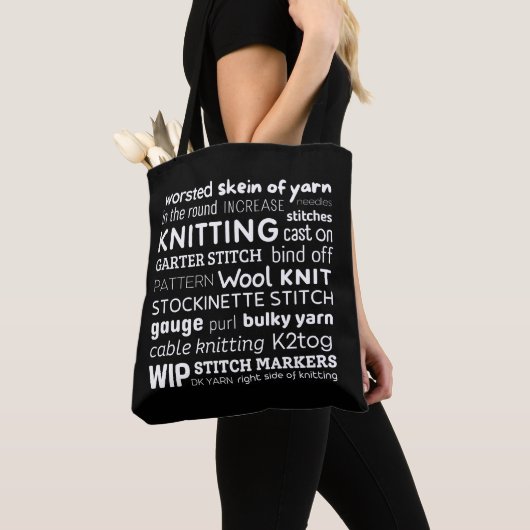 Canvas tas breien | Knitter's Word Collage (Dichtbij)