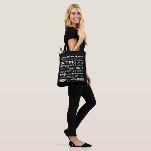Canvas tas breien | Knitter's Word Collage (Op model)
