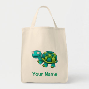 canvas tas, Cute Tutle Cartoon, Jouw naam gebruike Tote Bag