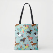 Canvas tas Dachshund Party (Voorkant)