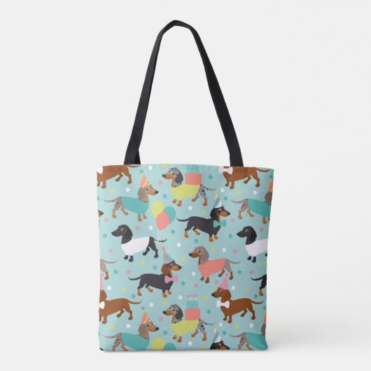 Canvas tas Dachshund Party (Achterkant)