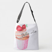 Canvas tas Dolce vita met raspbertenscakelvormig o (Achterkant)