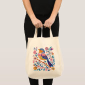 Canvas tas, etnische vogel en bloemen ontwerp tote bag (Voorkant (product))