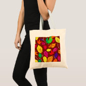 Canvas Tas Fall Leaves op een Maroon achtergrond (Voorkant (product))