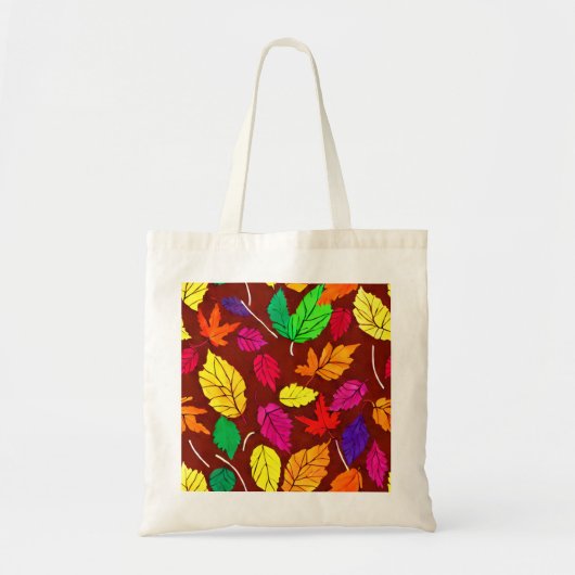 Canvas Tas Fall Leaves op een Maroon achtergrond (Voorkant)