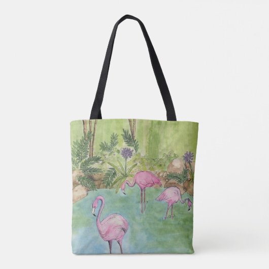 Canvas tas Flamingos (Achterkant)