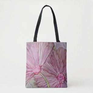 Canvas tas, gemiddelde roze bloemen draagtas