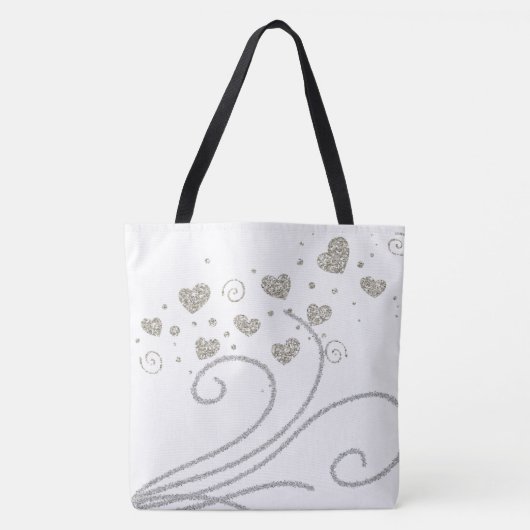 Canvas tas Gold en Silver Hearts (Voorkant)
