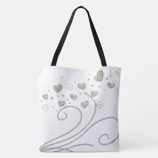 Canvas tas Gold en Silver Hearts (Achterkant)