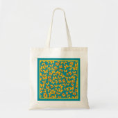 Canvas tas, gouden vlinders op Blauwgroen Tote Bag (Voorkant)
