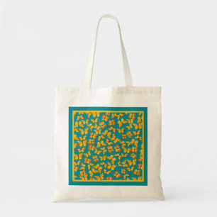 Canvas tas, gouden vlinders op Blauwgroen Tote Bag