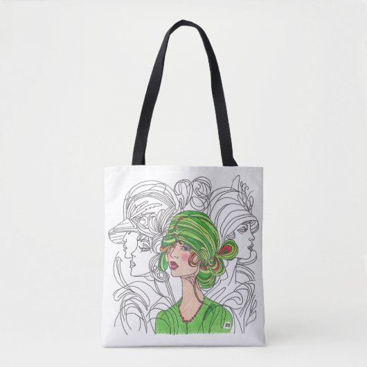 Canvas tas Green Flapper Girl (Voorkant)