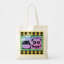 Canvas tas: HAPPY MONSTER VOGUE MET NAAM Tote Bag