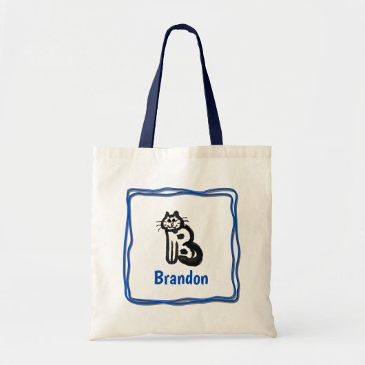 Canvas tas - Kat letter B met naam in Lijst (Voorkant)