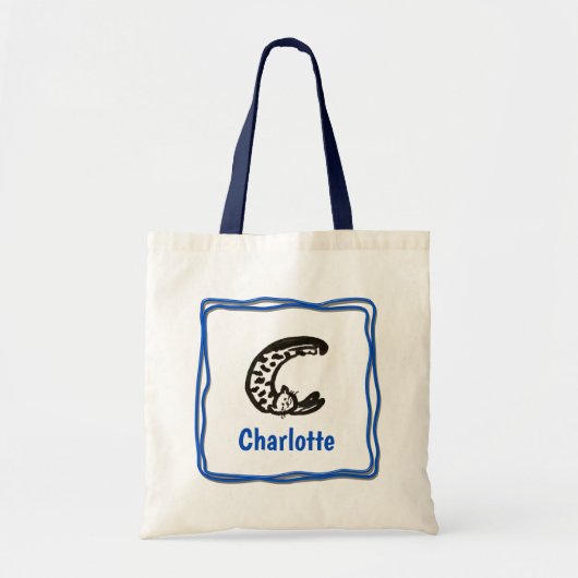 Canvas tas - Kat letter C met naam in Lijst (Voorkant)