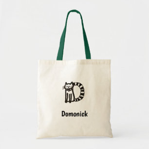 Canvas tas - Kat Letter D met naam