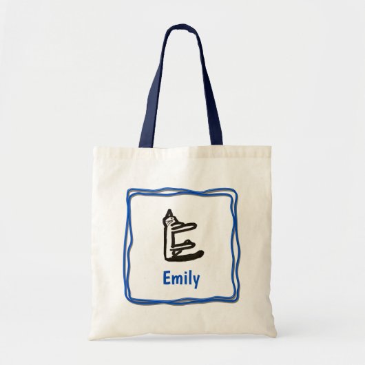 Canvas tas - Kat letter E met naam in Lijst (Voorkant)