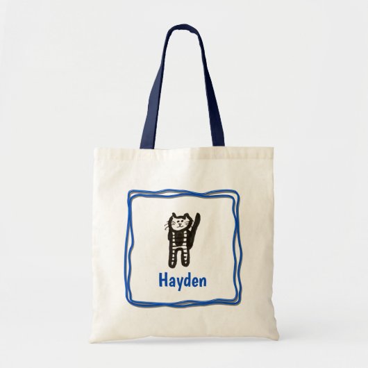 Canvas tas - Kat letter H met naam in Lijst (Voorkant)