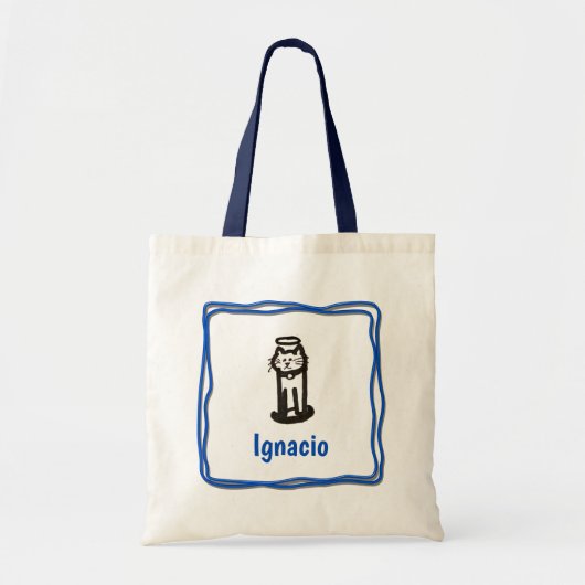 Canvas tas - Kat Letter I met Naam in Lijst (Voorkant)