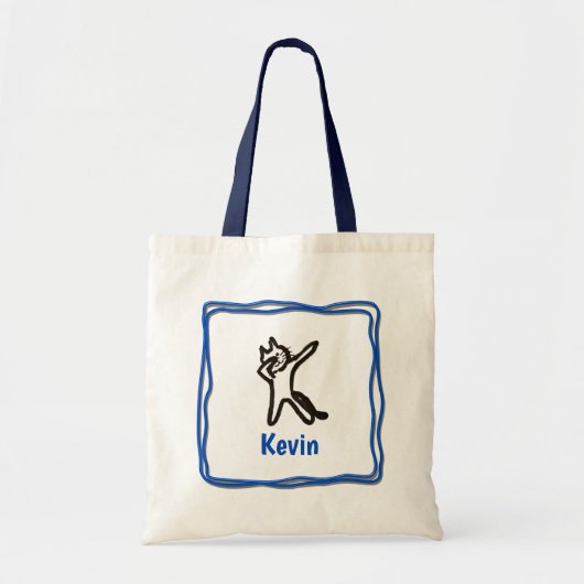 Canvas tas - Kat Letter K met naam in Lijst (Voorkant)