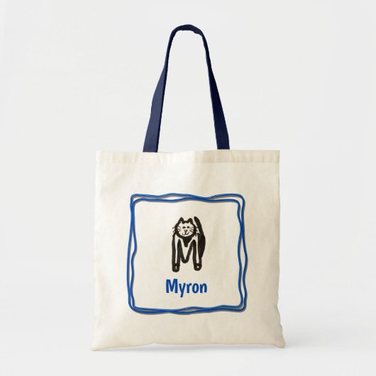 Canvas tas - Kat Letter M met naam in Lijst (Voorkant)