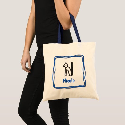 Canvas tas - Kat letter N met naam in Lijst (Voorkant (product))