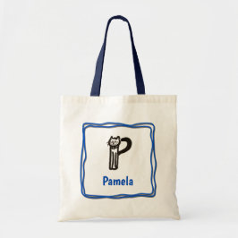 Canvas tas - Kat letter P met naam in Lijst