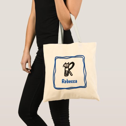 Canvas tas - Kat letter R met naam in Lijst (Voorkant (product))