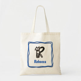 Canvas tas - Kat letter R met naam in Lijst