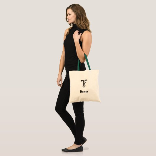 Canvas tas - Kat Letter T met naam (Voorkant (model))
