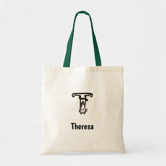 Canvas tas - Kat Letter T met naam (Voorkant)