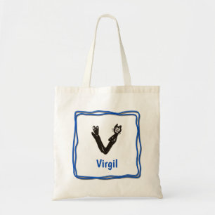 Canvas tas - Kat letter V met naam in Lijst