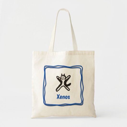 Canvas tas - Kat Letter X met naam in Lijst (Voorkant)