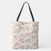 Canvas tas lentroze bloemen (Achterkant)