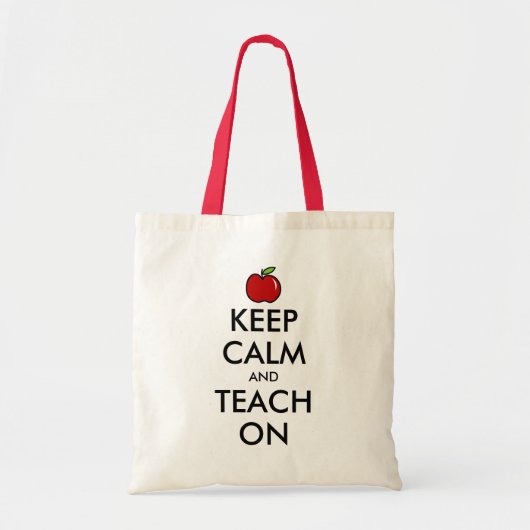 Canvas tas leraar | Rode appel houdt kalm en onder (Voorkant)