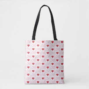 Canvas tas Love Pattern — Red Outline