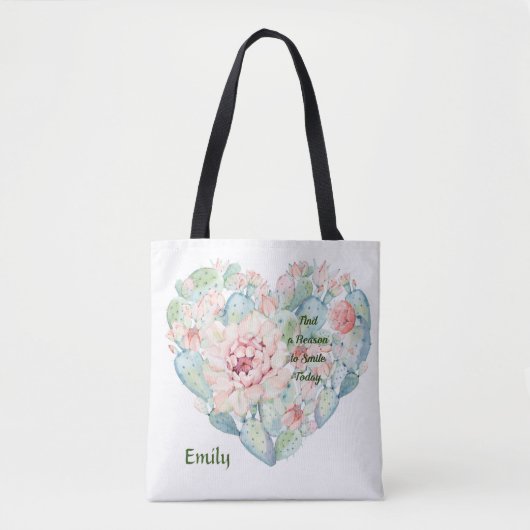 Canvas tas met Cactus Heart & Words (Voorkant)