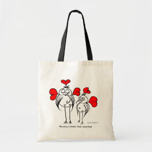 Canvas tas met Cartoon- en milieuslogan